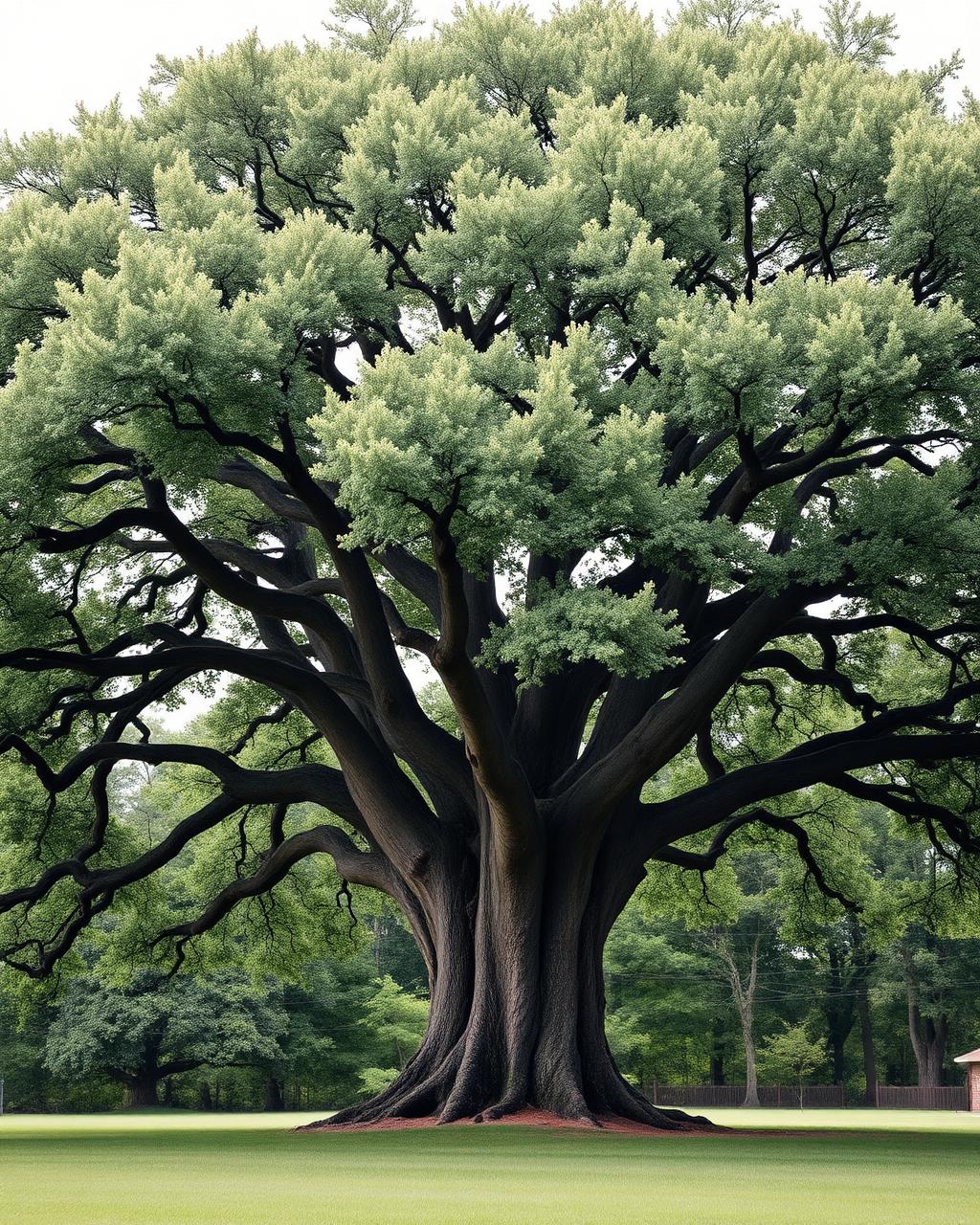Mächtiger Baum mit weit verzweigter Krone als Sinnbild für innere Ressourcen